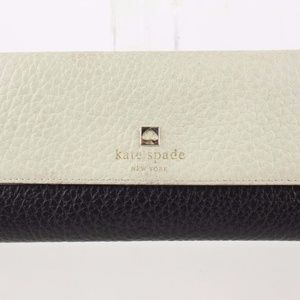 Sale Kate Spade Black Ivory Pebbled Wallet